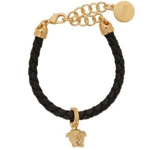 Versace Braided Leather Medusa Bracelet